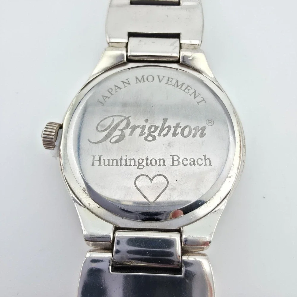 BRIGHTON 'Huntington Beach' Watch SWAROVSKI Crystal Heart Silver Plate 7.75